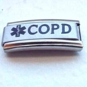 COPD medical alert sign 9mm laser Italian charm bracelet super link new